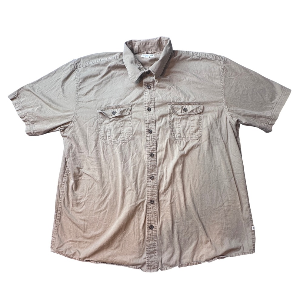Magellan Shirt Mens 3X-Large Tan Button Down Short Sleeve Utility Outdoor Cotton
